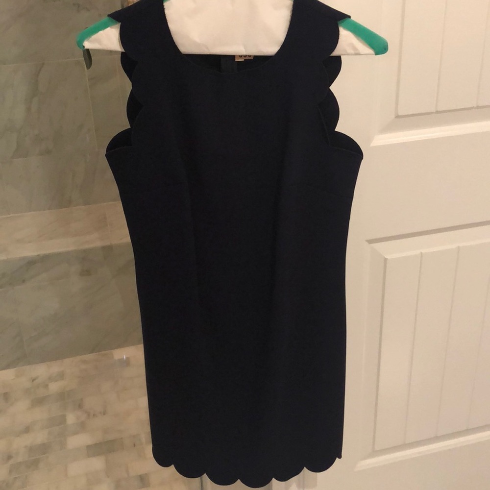 Jcrew navy scalloped dress
